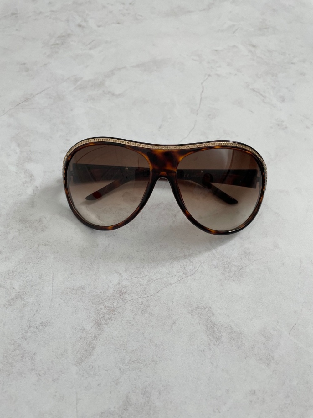 Title:   Valentino 5445/S Swarovski Crystal Oversized Shield Sunglasses Brown To